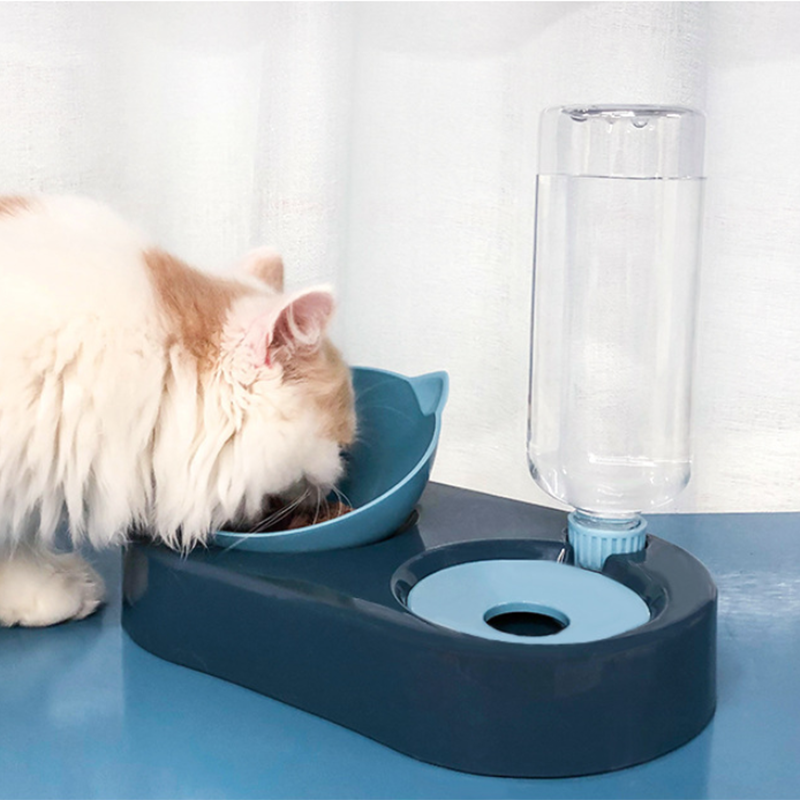 Dog & Cat Food Bowl & Automatic Water Dispenser