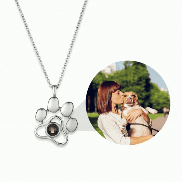 Custom Pet Photo Paw Necklace and Key Chain Set