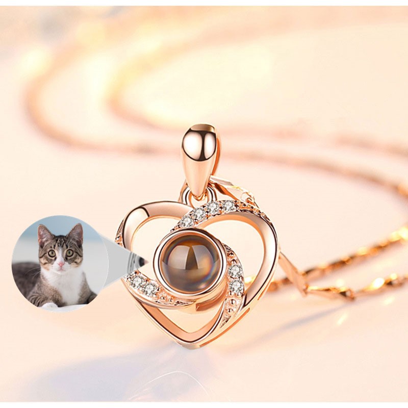 Custom Pet Photo Heart Necklace