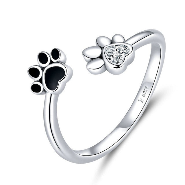 Sterling Silver Dog Paw Adjustable Rings